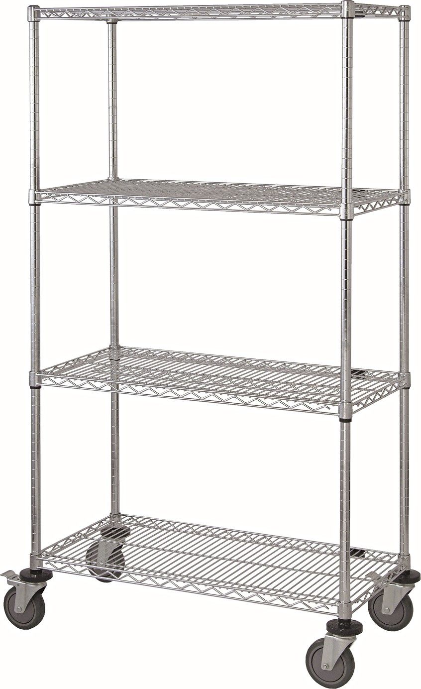 4-Tier Mobile cart Chrome w/inlay mat &amp; lh