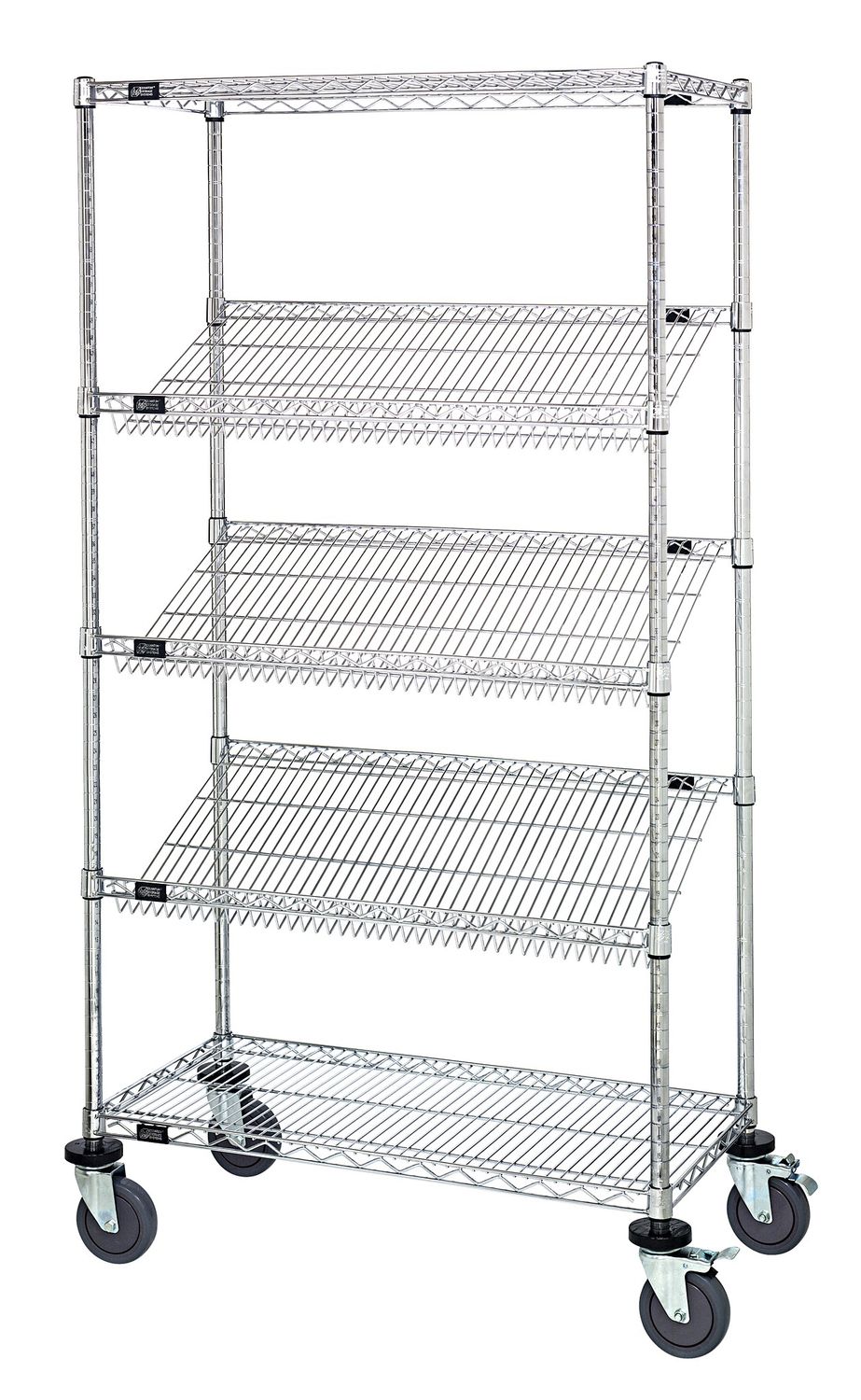 Wire slanted shelf unit 5 shelves Mobile