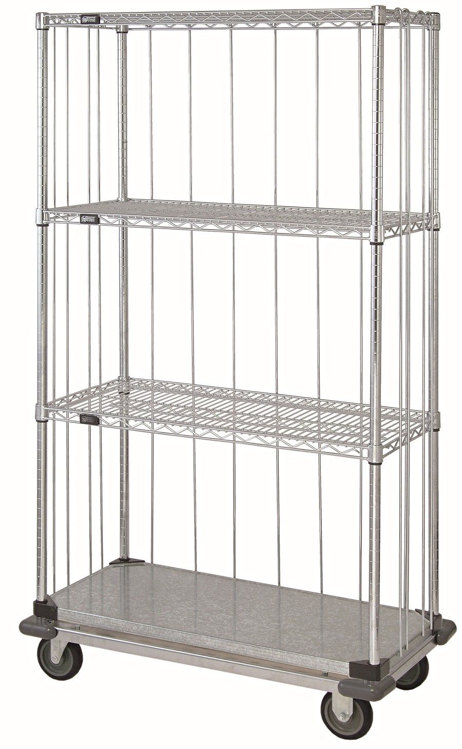 Wire/solid shelving cart - 3 sided enclosure