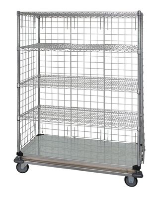 5-Tier Dolly Base Enclosed Cart W/ Solid Bottom Shelf