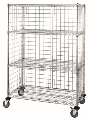 Wire shelving cage cart w/label holders