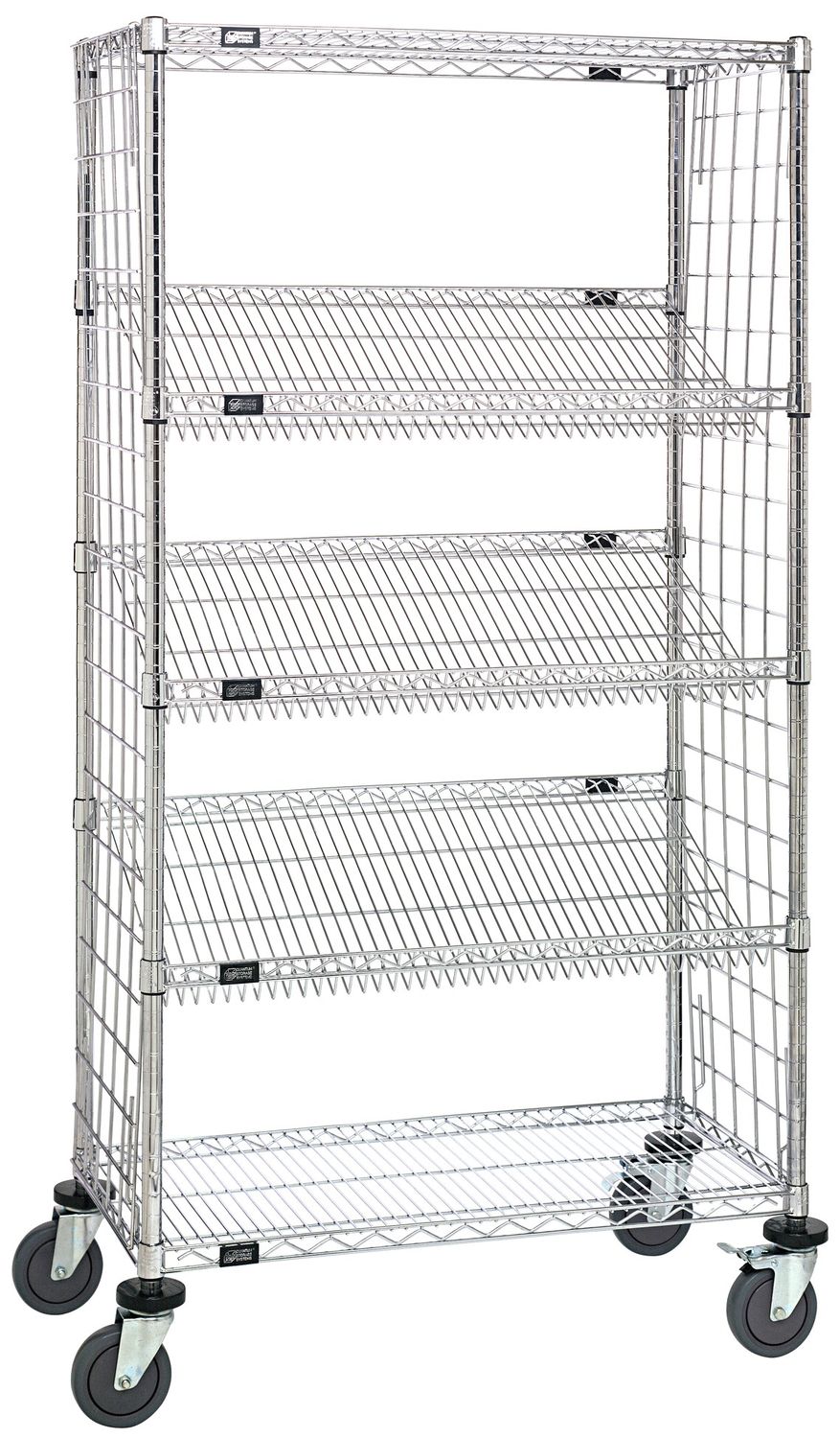 Wire Cart Slant Shelves With Enclosure Panels
