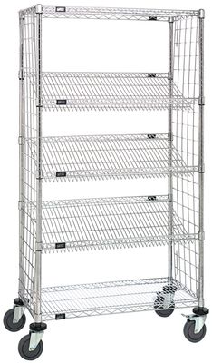 Wire Cart Slant Shelves With Enclosure Panels