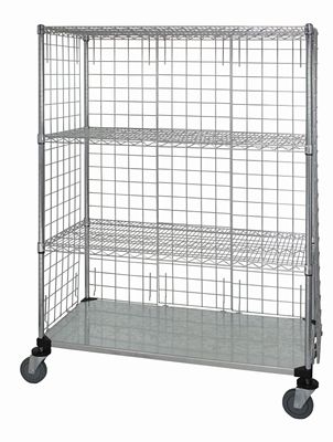 4-Tier Mobile Enclosed Cart W/Solid Shelf