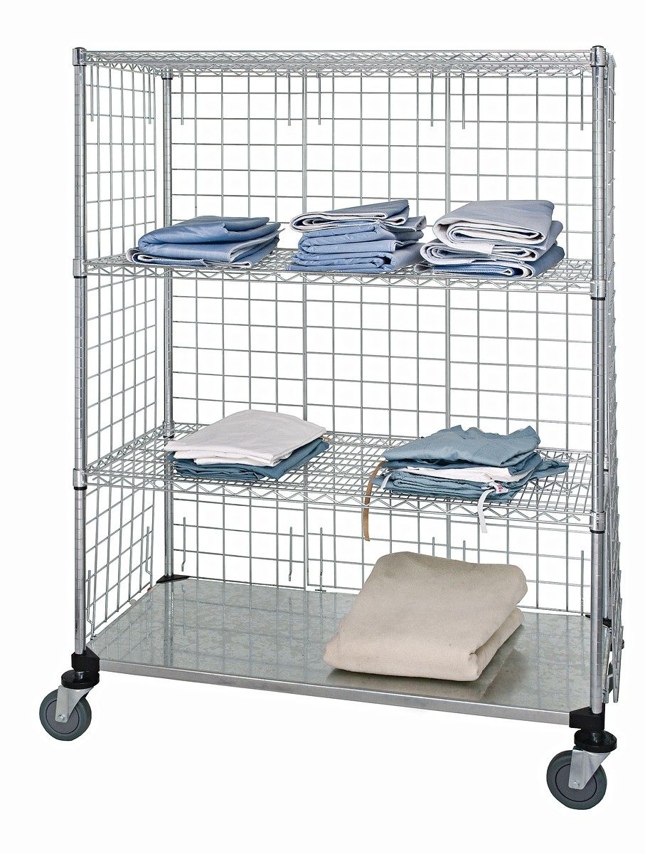 Wire Cart Solid Shelf With Enclosure Panels