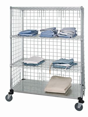 Wire Cart Solid Shelf With Enclosure Panels