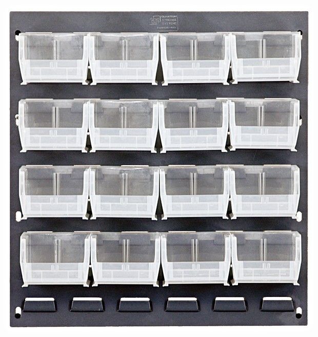 QLP-1819-210-16 - 18x19&quot; Louvered panel w/QUS210 bins, Colour: Clear