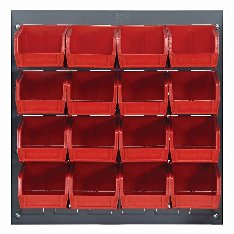 QLP-1819-220-16 - 18x19" Louvered panel w/QUS220 bins, Colour: Red