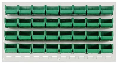 QLP-3619HC-220-32 - 36x19&quot; Louvered panel Ivory w/QUS220 bins, Colour: Green