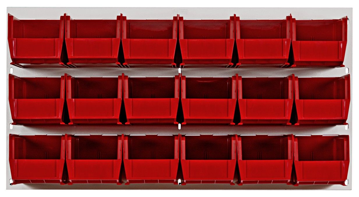 QLP-3619HC-230-18 - 36x19&quot; Louvered panel Ivory w/QUS230 bins, Colour: Red