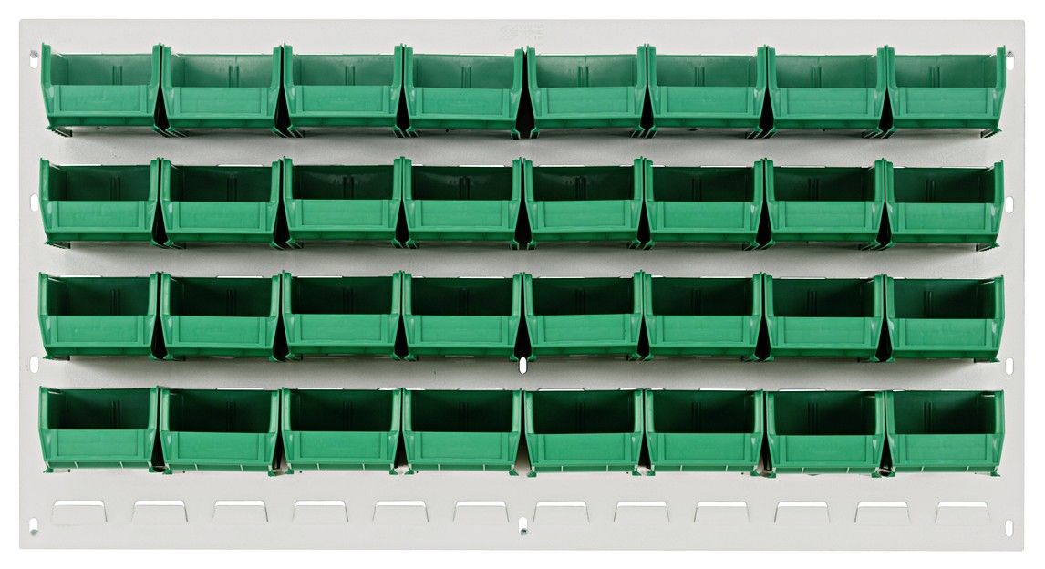 QLP-3619HC-210-32 - 36x19&quot; Louvered panel Ivory w/QUS210 bins, Colour: Green