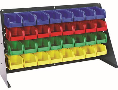 QBR-3619-210-32 - Louvered panel bench rack w/QUS210 bins