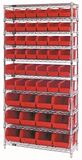 WR10-42230-8240 - 60&quot;wide Wire shelving w/QUS230&amp;QUS240 bins, Colour: Red