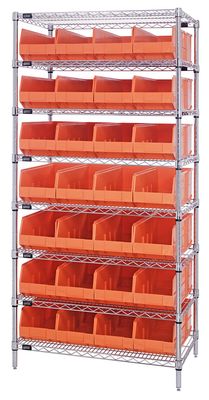 WR8-443 - Wire shelving w/SSB443 bins