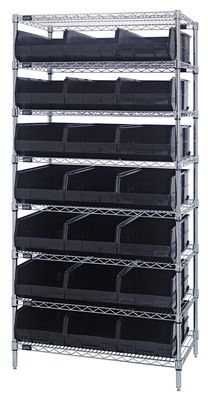 WR8-465 - Wire shelving w/SSB465 bins, Colour: Black