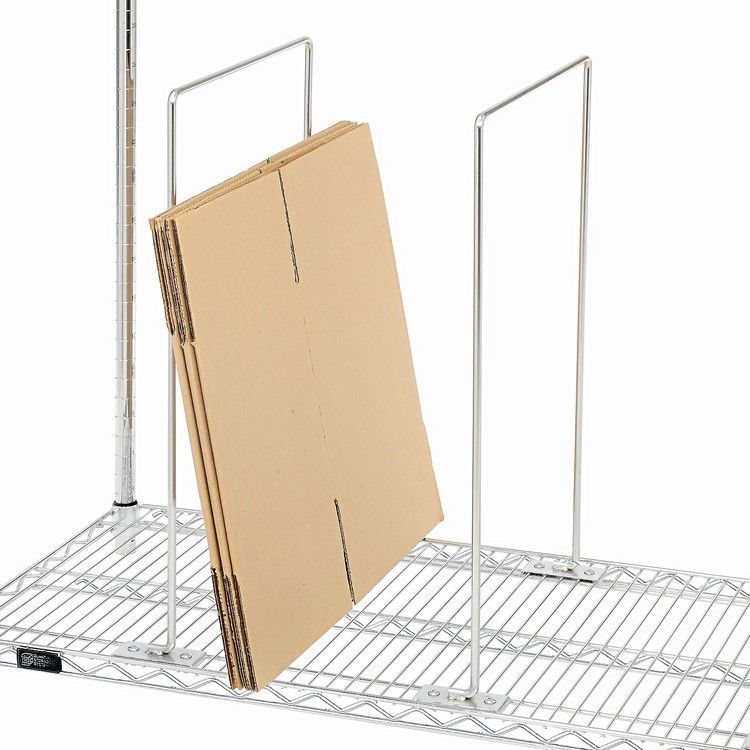 Tall wire shelving divider for Cartons
