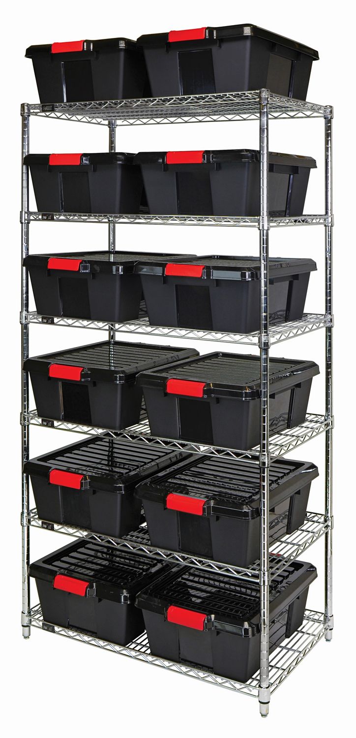 WR6-191507 - Wire shelving w/LC191507 bins, Colour: Black