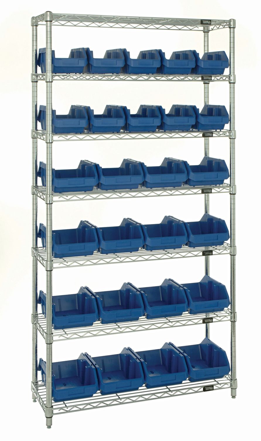 W7-18-26 Wire shelving w/QP1867, QP1887 bins, Colour: Blue