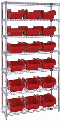 W7-14-18 WIre shelving w/QP1496 bins