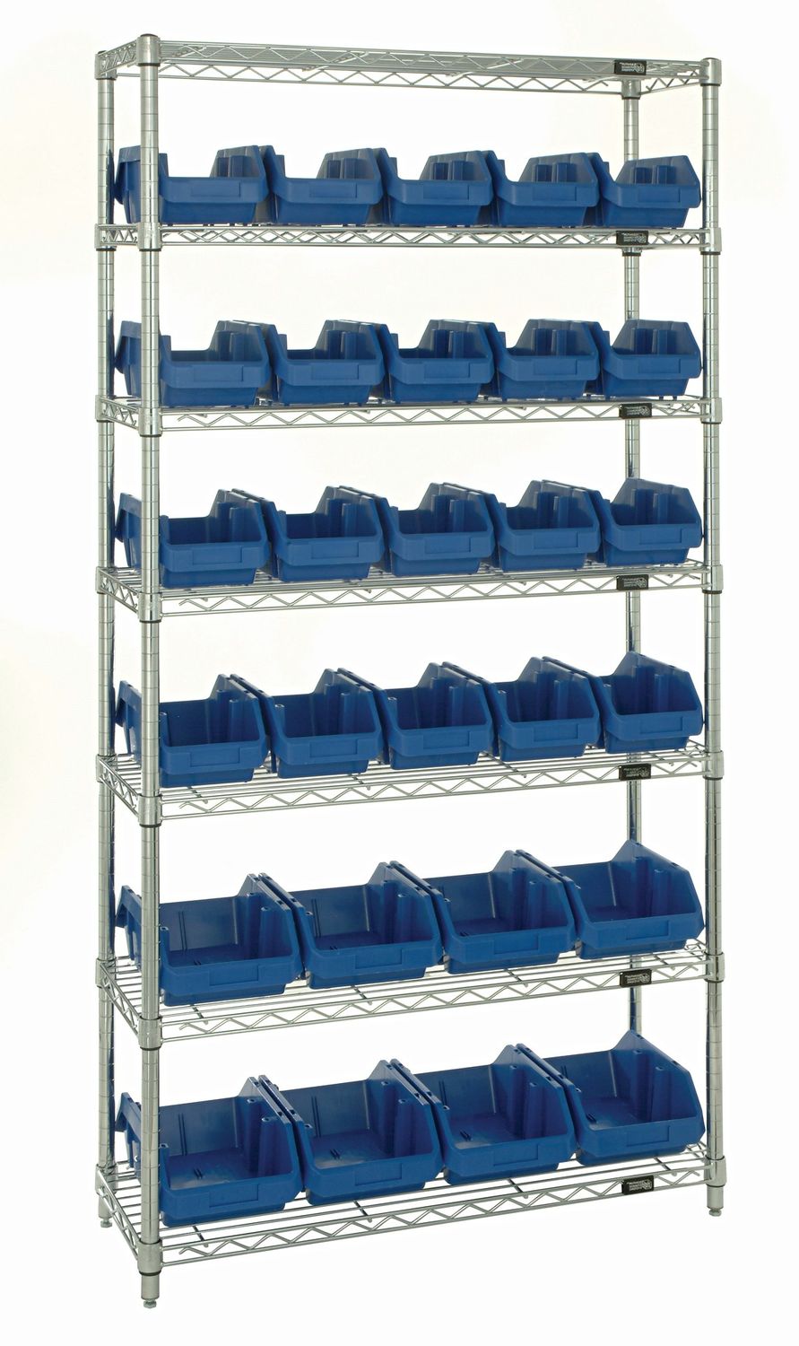 W7-18-28 Wire shelving w/QP1867, QP1887 bins, Colour: Blue