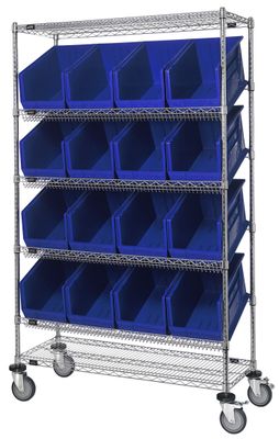WRCSL6-74-2448-953 Slanted shelf cart w/bins