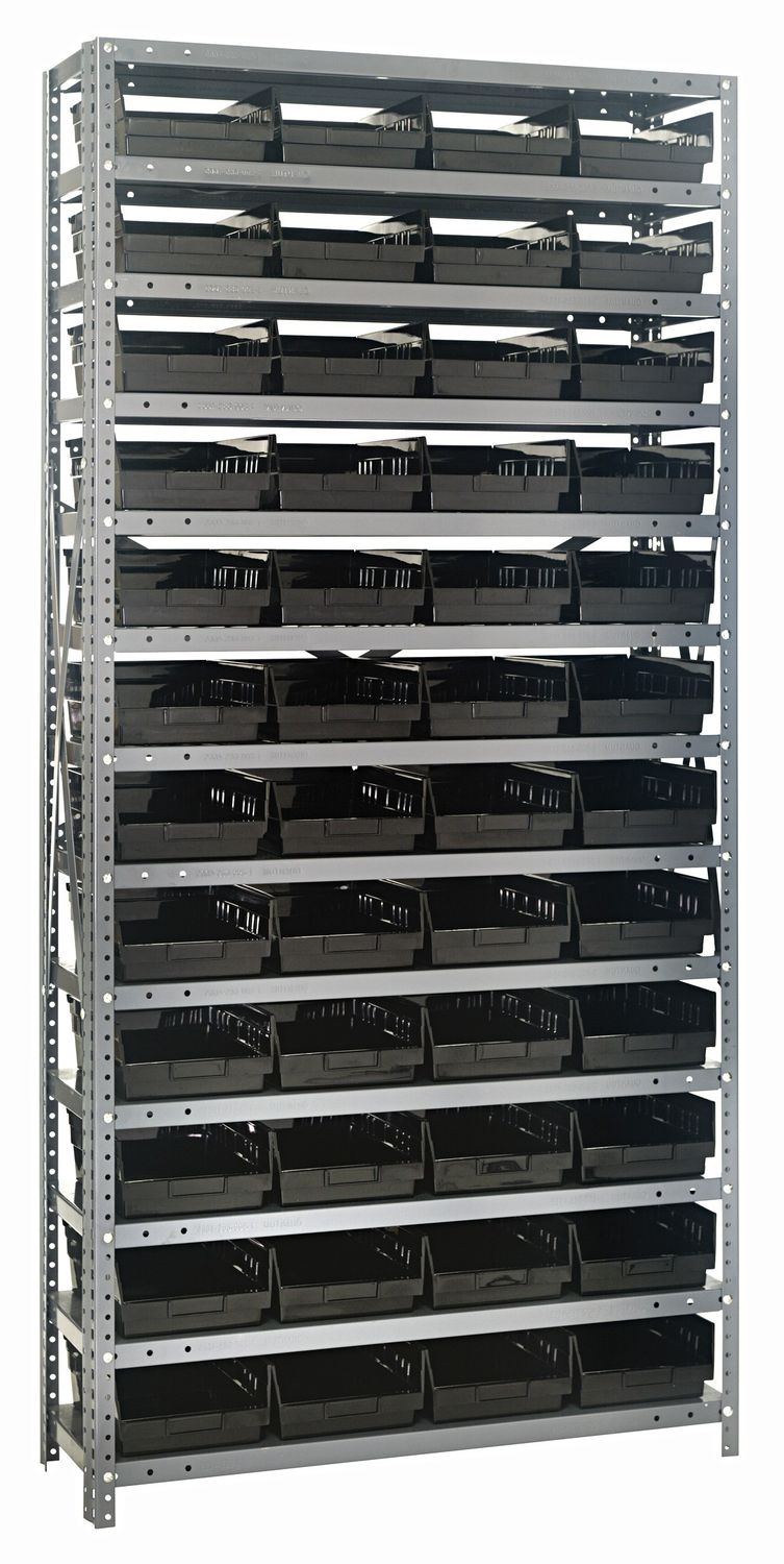 1275-107 - 12x36x75&quot; shelving w/QSB107, Colour: Black