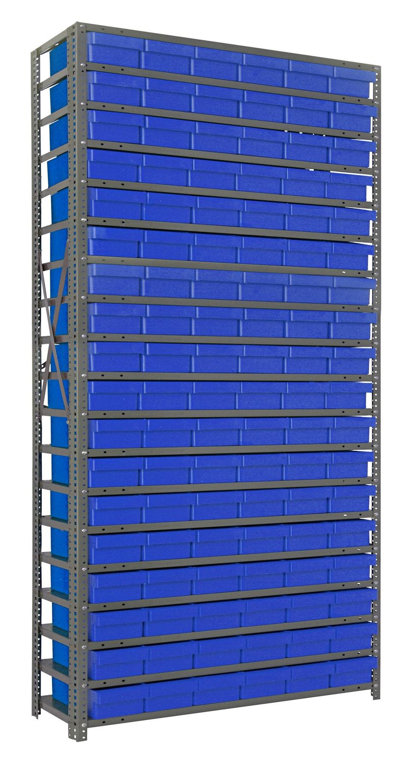 1275-401 - 12x36x75&quot; shelving w/QED401, Colour: Blue