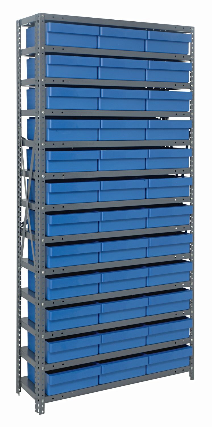 1275-801 - 12x36x75&quot; shelving w/QED801, Colour: Blue