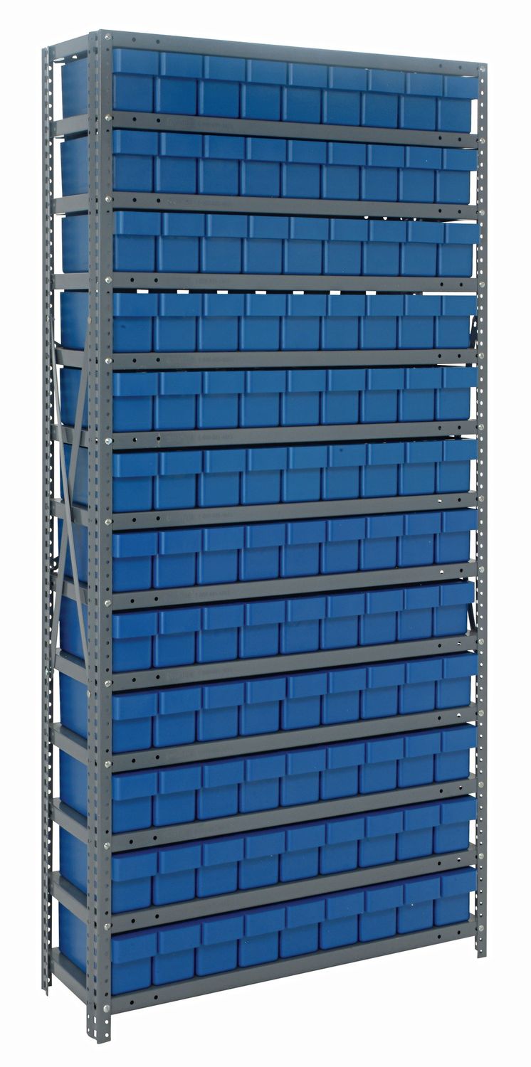 1275-501 - 12x36x75&quot; shelving w/QED501, Colour: Blue