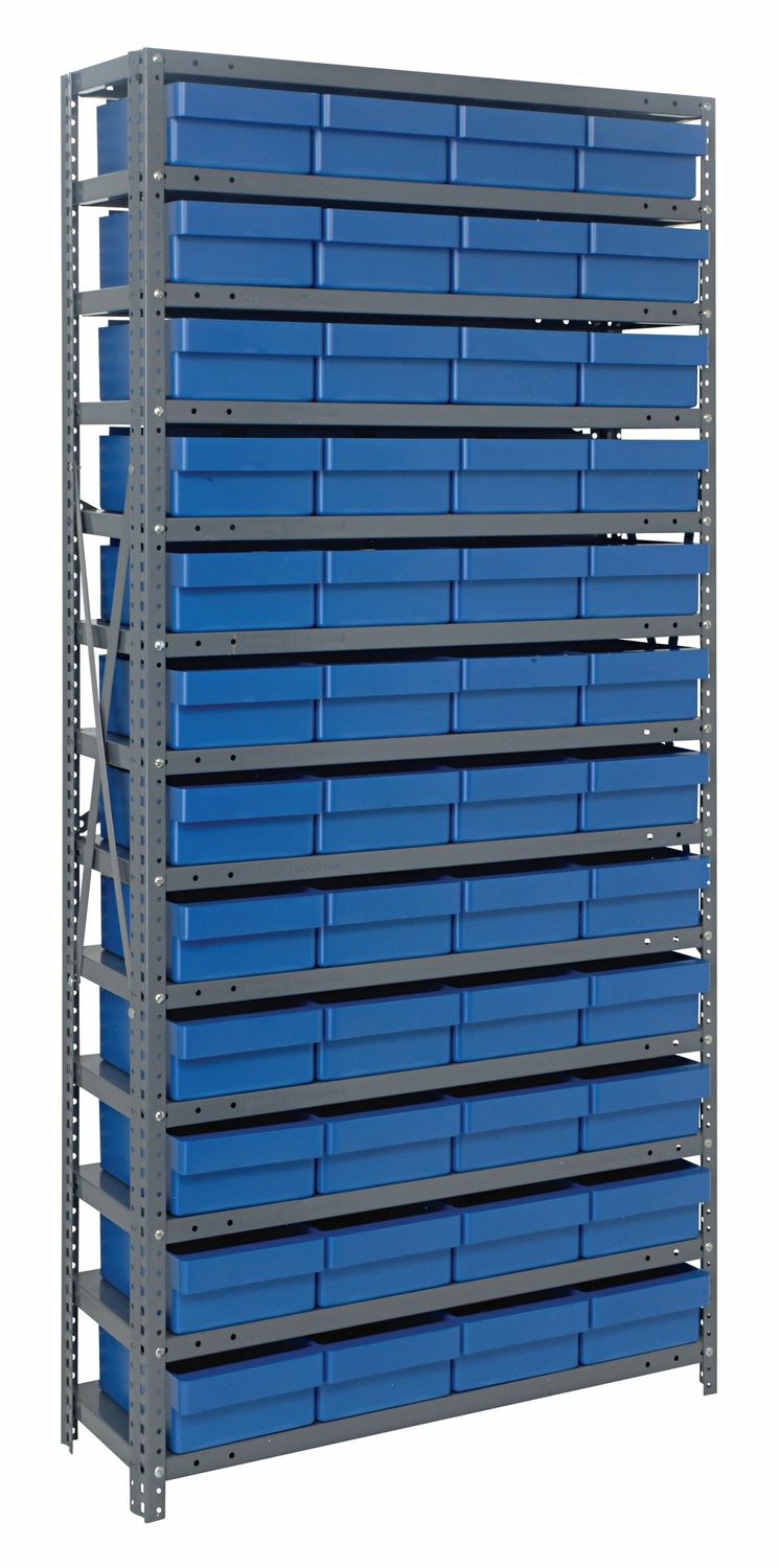 1275-701 - 12x36x75&quot; shelving w/QED701, Colour: Blue
