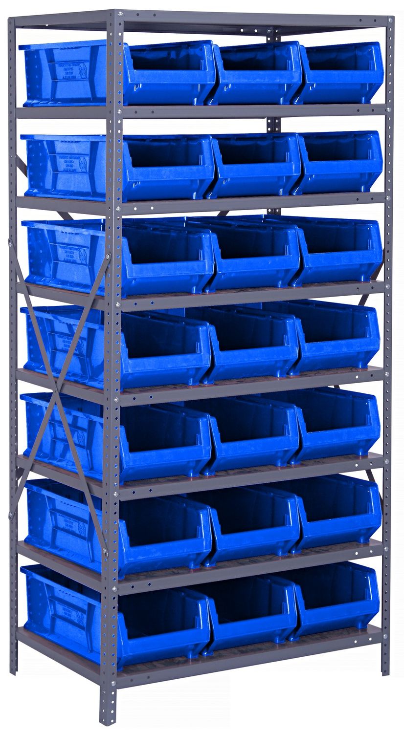 2475-952 - 24x36x75&quot; shelving w/QUS952 bins, Colour: Blue