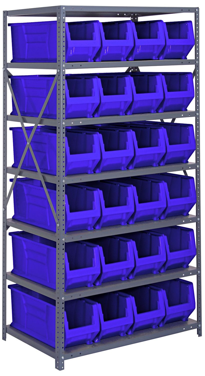 2475-951 - 24x36x75&quot; shelving w/QUS952 bins, Colour: Blue