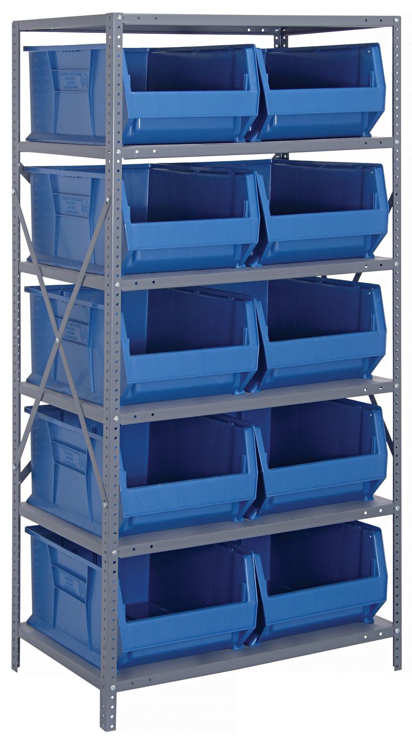 2475-954 - 24x36x75&quot; shelving w/QUS954 bins, Colour: Blue