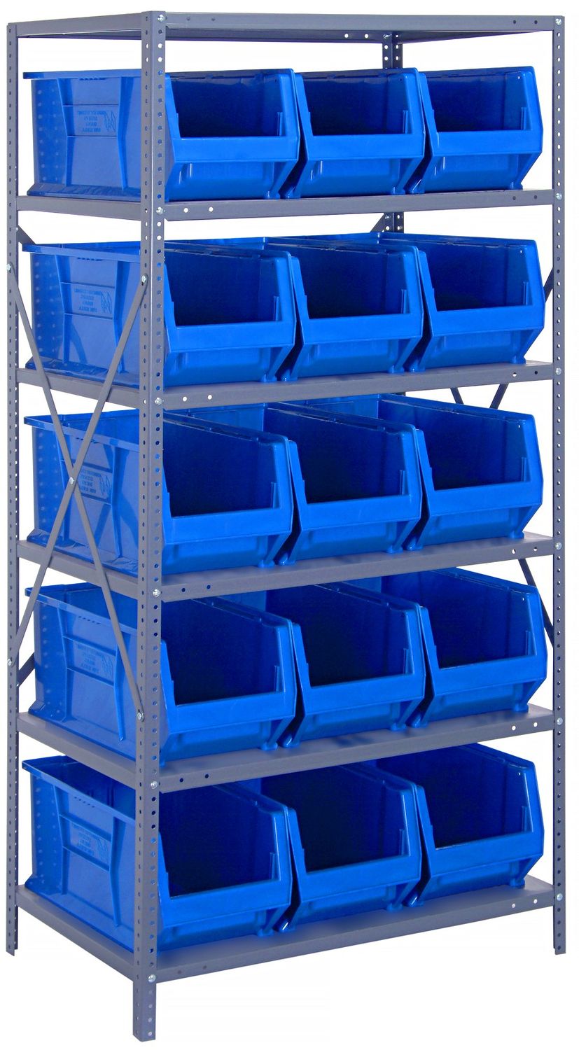 2475-953 - 24x36x75&quot; shelving w/QUS953 bins, Colour: Blue