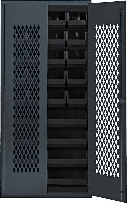 MESH-240250 mesh door cabinet, Colour: Black
