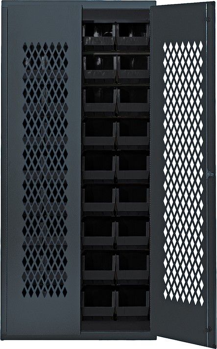 MESH-240 mesh door cabinet, Colour: Black