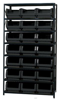 MSU-533 Steel shelving w/QMS533 bins, Colour: Black