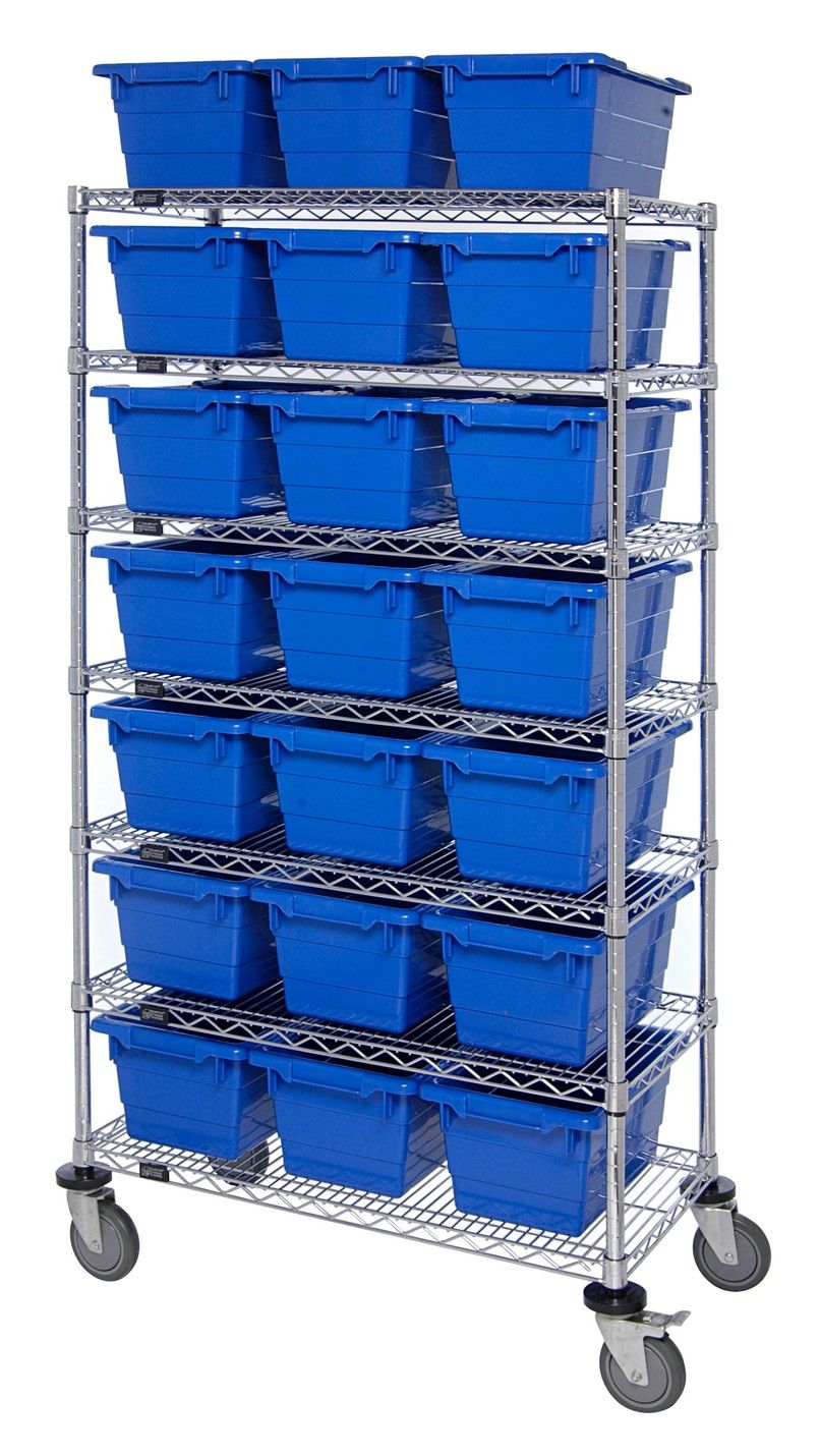 MWR7-1711-8 Mobile wire shelving w/TUB1711-8, Colour: Blue