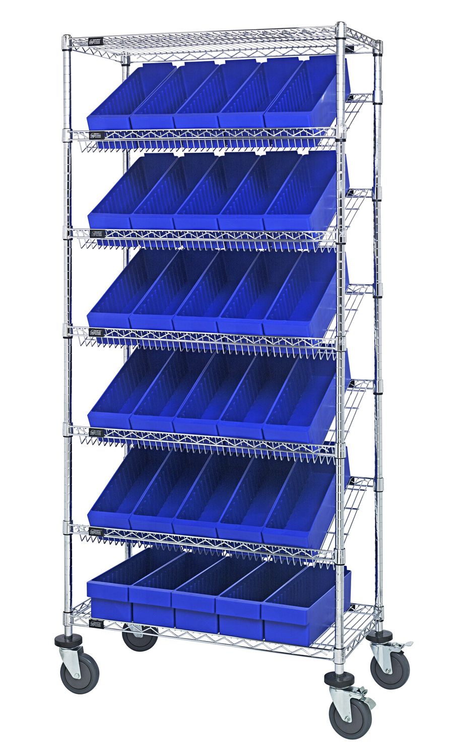 MWRS-7-602 - Wire sloped cart w/QED602, Colour: Blue