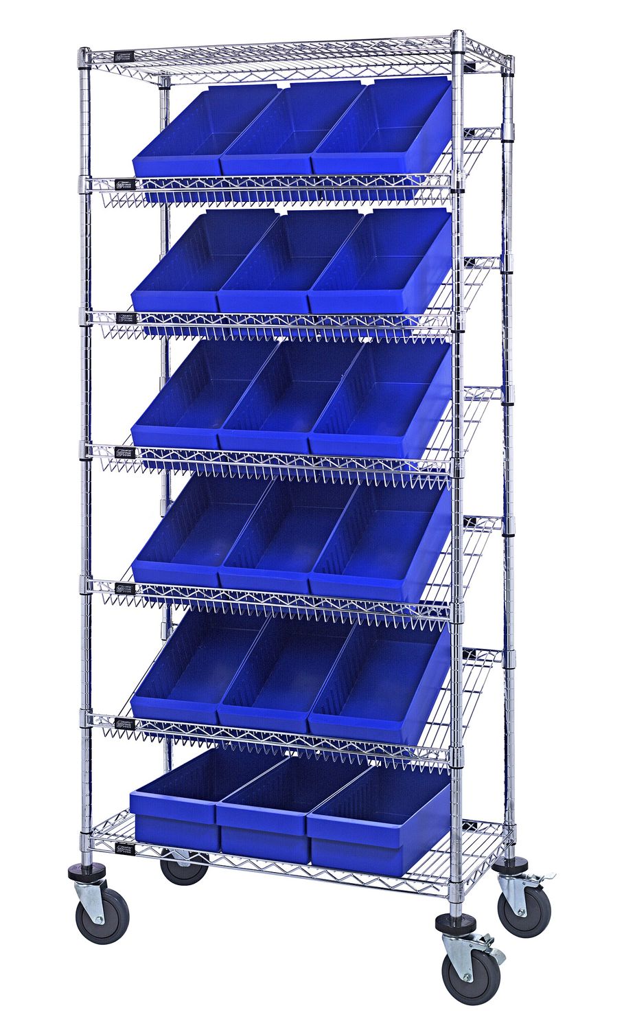 MWRS-7-606 - Wire sloped cart w/QED606, Colour: Blue
