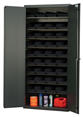 QPR-107 sloped shelf bin cabinet, Colour: Black