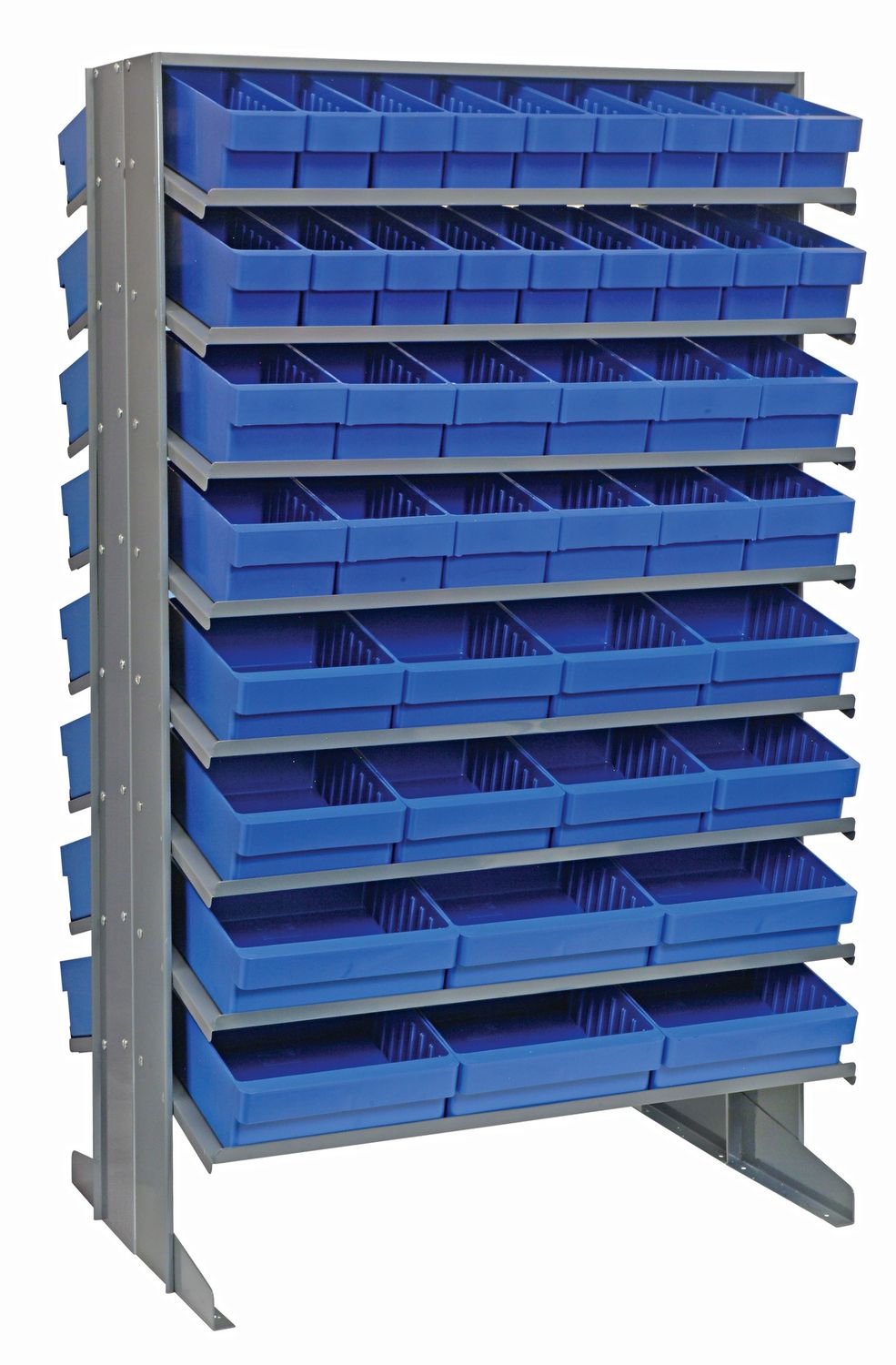 QPRD-5678 Sloped double shelving w/QED bins, Colour: Blue