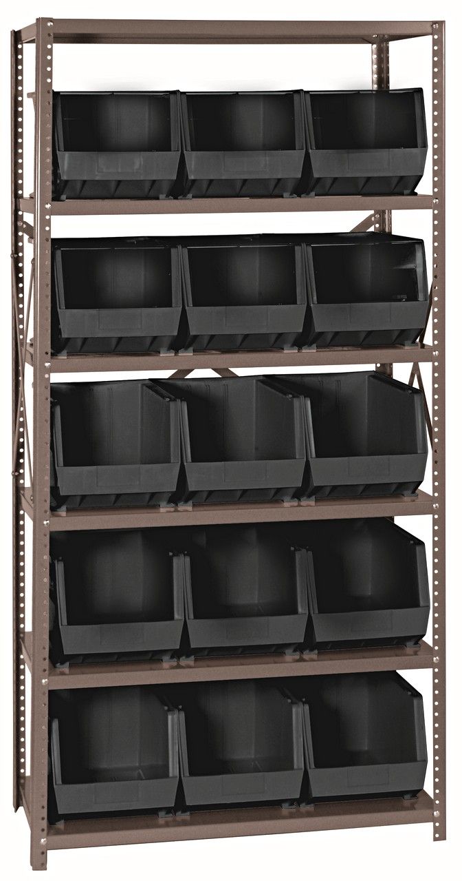 QSBU-260 22ga Shelving Kit w/bins, Colour: Black