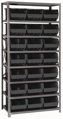 QSBU-255 22ga Shelving Kit w/bins, Colour: Black