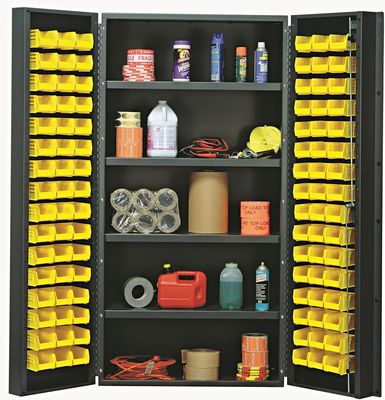 QSC-36-96-4IS  36&quot; 14ga Steel Cabinet w/shelves + bins