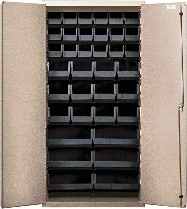 QSC-BG-36-FD - 36&quot; Ivory Steel Cabinet w/bins, Colour: Black