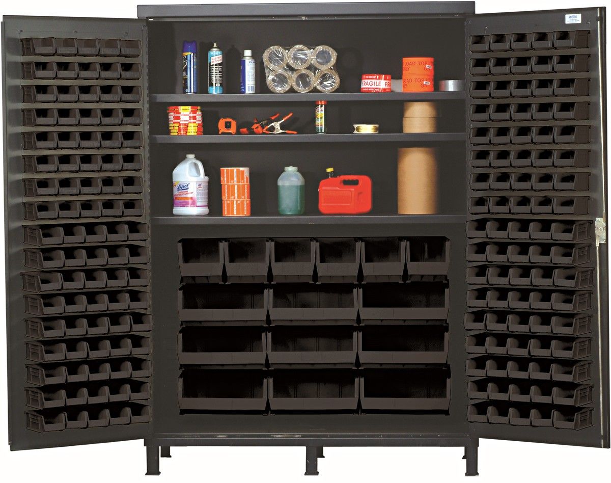 QSC-60S  60&quot; 14ga Steel Cabinet w/bins, Colour: Black
