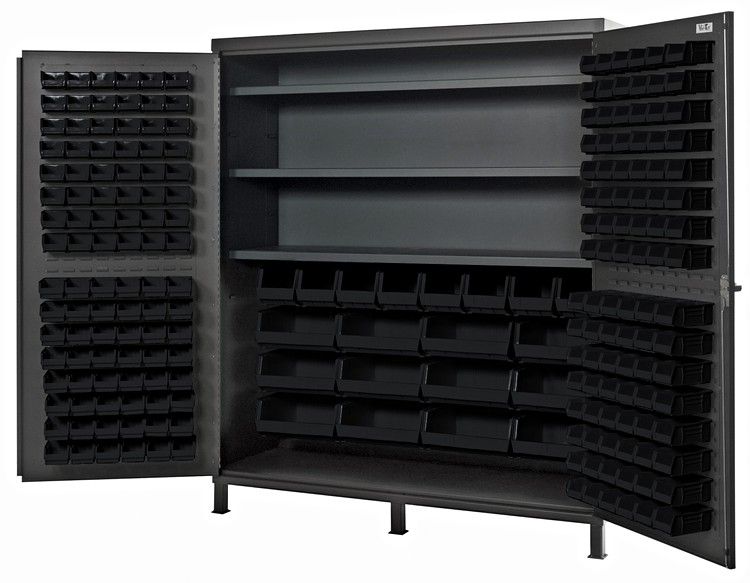 QSC-72S  72&quot; 14ga Steel Cabinet w/bins, Colour: Black