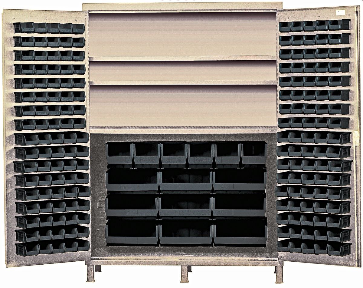 QSC-BG-60S Ivory Steel Cabinet w/bins, Colour: Black