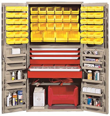 QSC-BG-3672-4D - 36&quot; 14ga Ivory Steel Cabinet w/bins